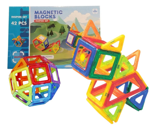 Bloques Magneticos 42 Piezas Imanes Con Formas Magnetic Blocks Inspire Set