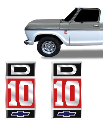 Adesivo D10 Emblema Lateral Modelo Original Chevrolet - Par
