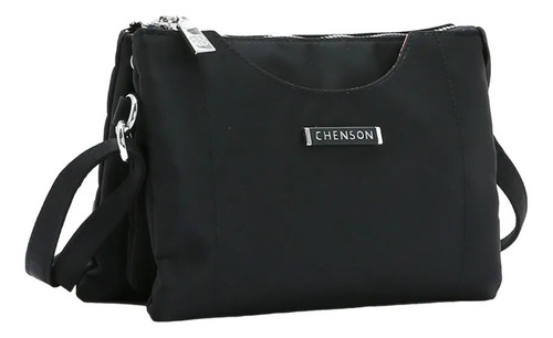 Bolsa Chenson Feminina Ombro Transversal Twill Nylon 3784539 Cor Preto Desenho Do Tecido Lisa