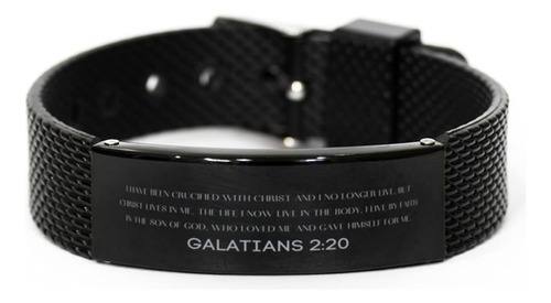 Gálatas 2:20 Pulsera Cristiana De Malla De Tiburón Negro, Me