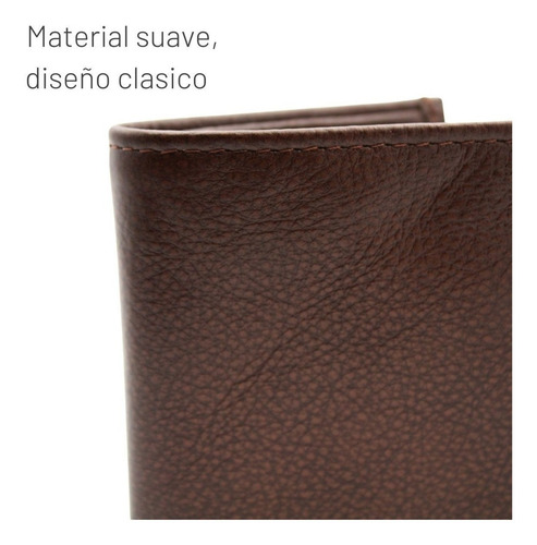 Cartera Billetera Piel Cuero Caballero Casual Triple Chocolate
