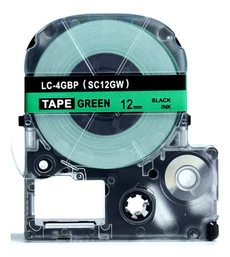 Fita Lc-4gbp Compatível Para Rotulador Epson 12mm Verde Cor Letra Preta / Fita Verde