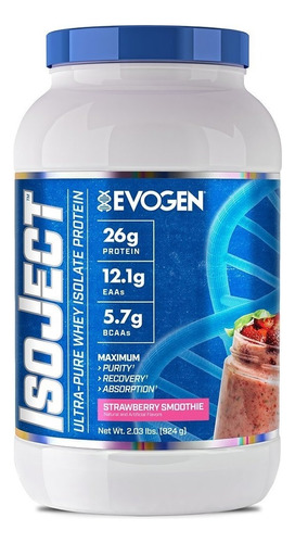 Proteina Aislada Evogen Isoject Ultra Pure Whey 26 Servicios Sabor Strawberry Smoothie