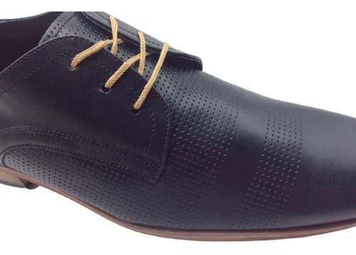 Zapato Oxford Hombre Vestir Formal Piel Negro Suela De Cuero