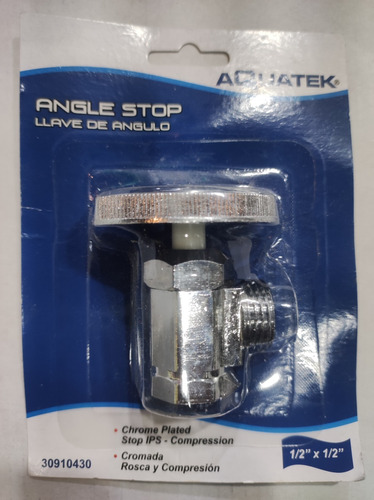 Llave De Arresto 1/2 X 1/2 Aquatek 