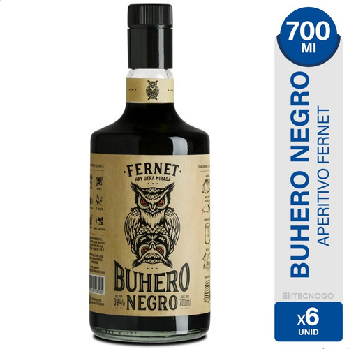 Imagen 2 de 8 de Fernet Buhero Negro Aperitivo Pack X6 Unidades - 01mercado