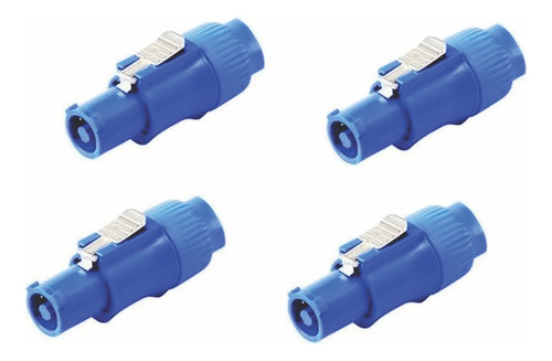 4 Plug Conector Compatible Con Powercon Spekon Neutrick Azul