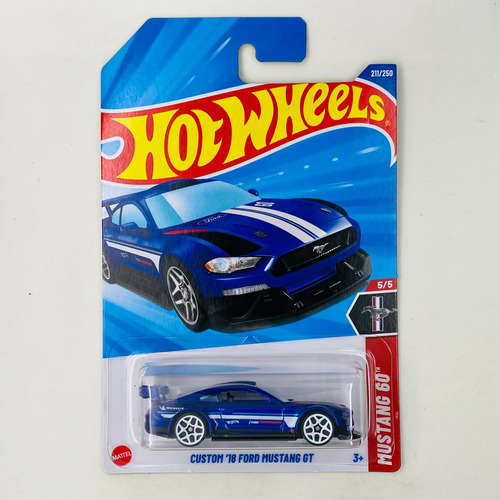 Hot Wheels Custom 18 Ford Mustang Gt 2025k Azul 60 Anos Azul