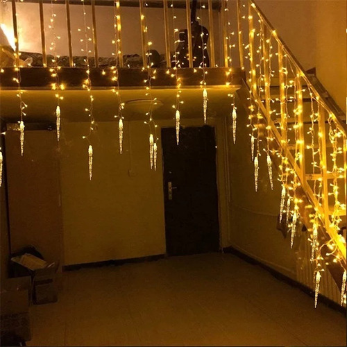 Juego Luces Navidad Cascada 120 Led 4 Mts Blanco Calido