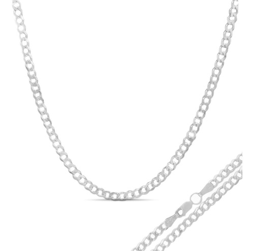 Cadena Cubana De Plata Ley 925 Para Hombre Mujer  50cm X 4mm