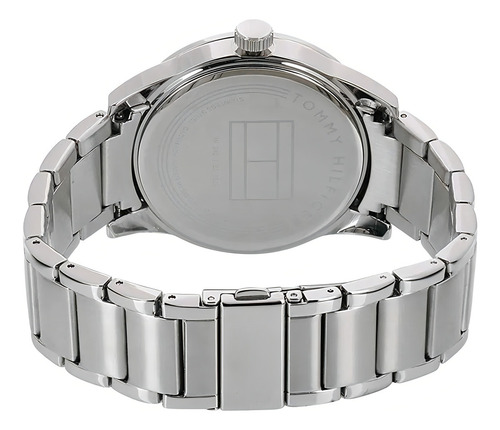 Reloj Tommy Hilfiger 1791459 Para Hombre 42 Mm Plateado Azul Fondo Azul Oscuro