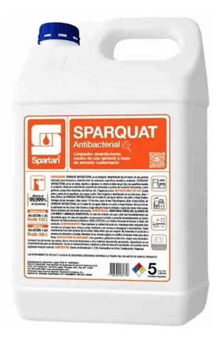 Limpia Cuaternario Perfumado X 5 Lts Sparquat Spartan 
