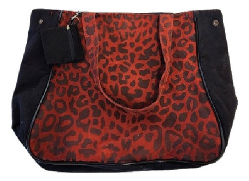 Cartera De Mujer Con Monedero Animal Print Gamuza 