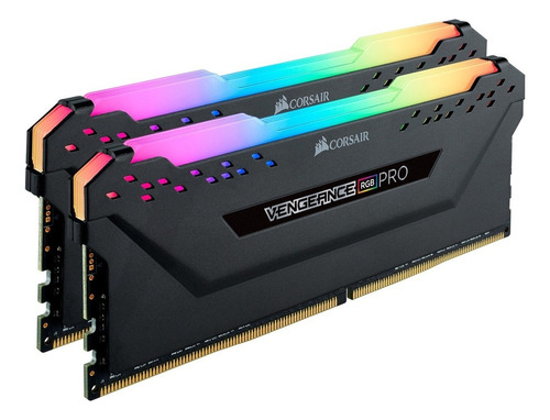 Memória RAM Vengeance RGB Pro color preto  16GB 2 Corsair CMW16GX4M2C3000C15