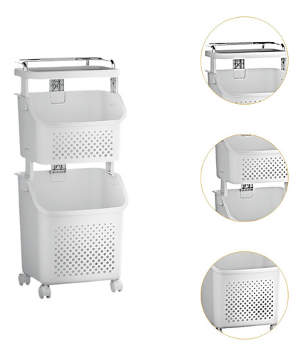 Cart De Lavandería Ropa De Cesta De Ropa Sucia De 2 Niveles