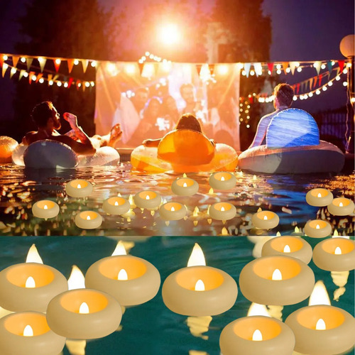 10 Unidades De Lâmpada De Vela Flutuante Led Tealight Para D