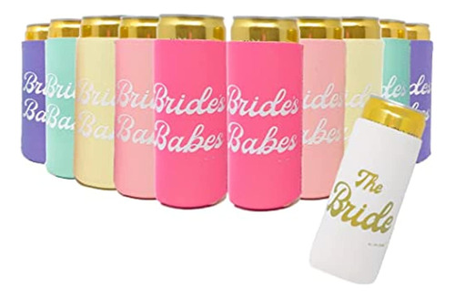 Bride's Babes Bachelorette Party Skinny Can Sleeves 11 Pack 