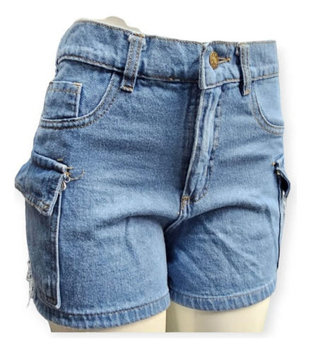 Short De Jeans Cargo Mom Rigido Varios Colores Calce Unico