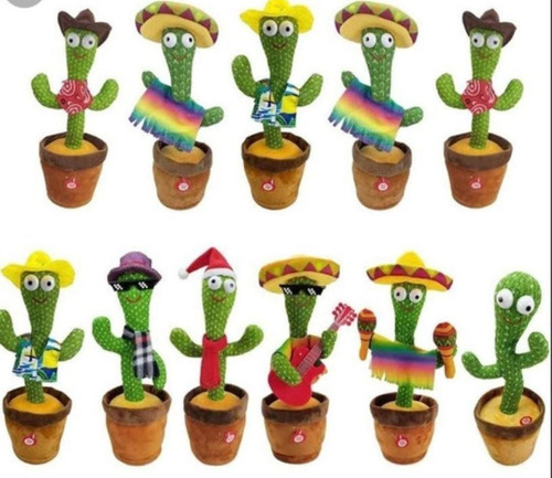 Cactus Bailarín Con Repetidor De Voz Música Y Luces