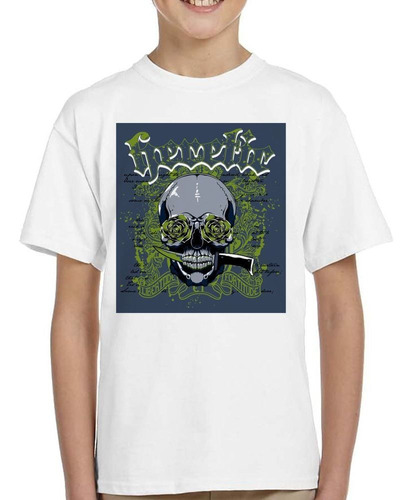 Remera De Niño Heretic Skull Knife Flowers