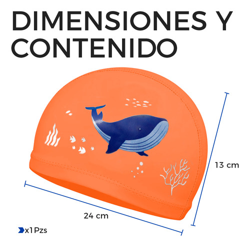 Gorro De Natación Infantil Diler Fabricado En Pu Diseño Colorido Y Estampado Divertido Protección Contra Cloro Y Ajuste Cómodo Ideal Para Niños Clases Vacaciones Alberca Color Naranja