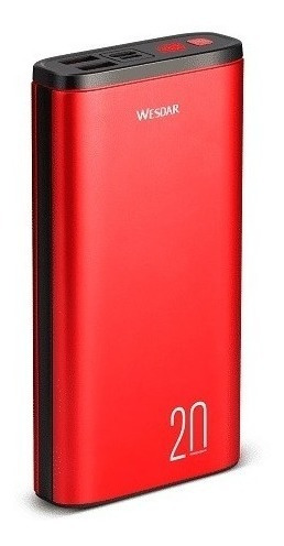 Power Bank Wesdar S59 2.4a Led Indicador Fast Charge Rojo