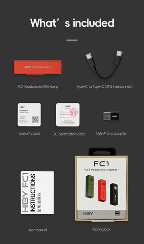 Hiby Fc1 2024 Dac Amplificador 3.5 Mm Pcm384 Khz / 32 Bits