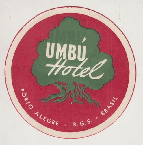 Brasil Porto Alegre Antiguo Luggage Umbu Hotel Vintage Raro
