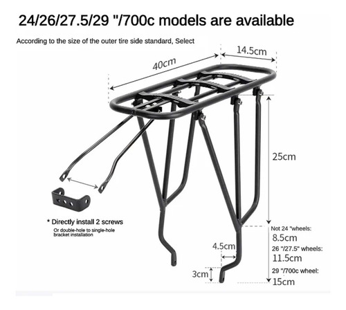 Soporte De Carga Resistente Para Bicicletas Para 26 Pulgadas