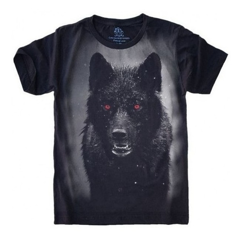 Camiseta S-558 Lobo Negro Infantil Bebês