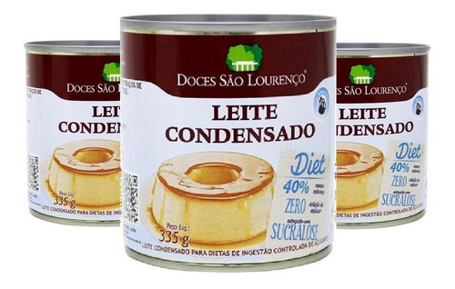Kit 3 Leite Condensado Diet São Lourenço 335g