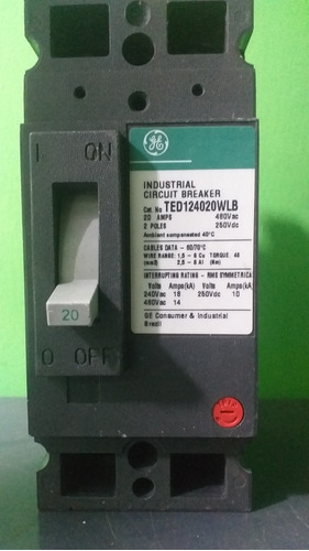 Breaker Industrial 2x20amp General Electric Mod Ted124020wlb