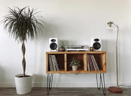 Mueble Para Vinilos Lp Con Espacio Para Tornamesa/tocadiscos