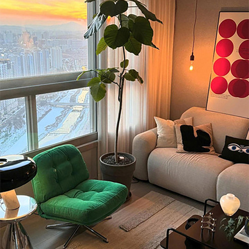 Silla Individual Elegante Con Rotación De 360 Grados Salas Verde