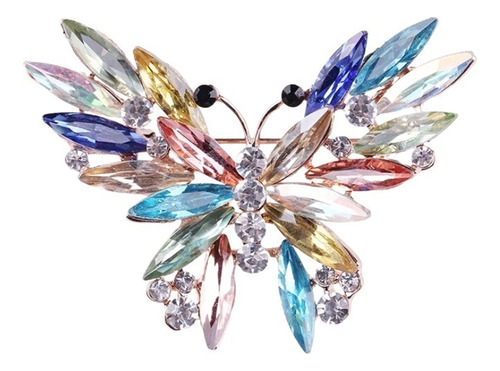 Calidad Hermoso Broche Mariposa Cristal Color Mujer