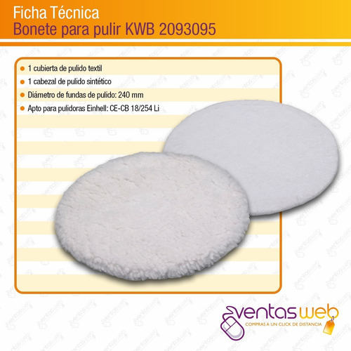 Imagen 2 de 3 de Bonete Textil Y Sintetico 240mm Para Pulidora Ce-cb Einhell