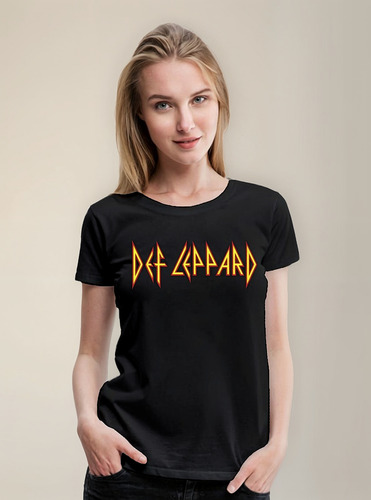 Polera Estampada Rock Def Leppard Mujer 100 % Algodon