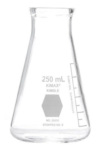 Matraz Erlenmeyer Vidrio Borosilicato 250ml Graduado Kimax