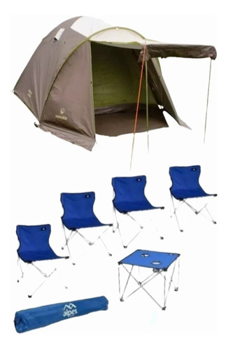 Combo Camping Carpa 6 Personas Mesa Sillas Plegables