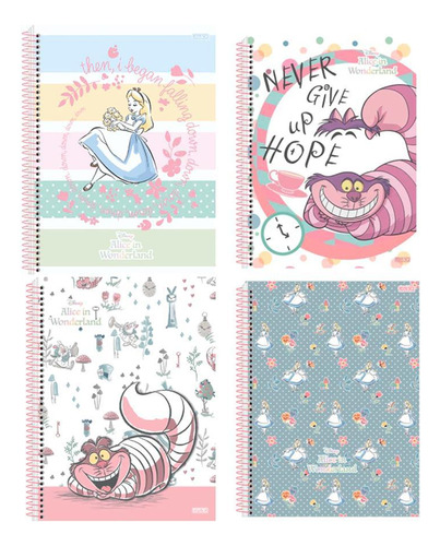 Caderno Unv Espiral Capa Dura Alice In Wonderland 160f 10mat