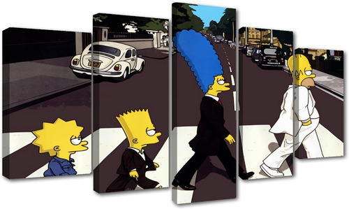 5 Cuadros Decorativos Los Simpson The Beatles Homenaje Arte