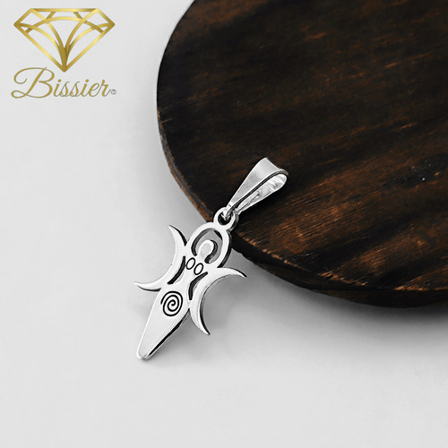 Dije Bissier Diosa Triple Luna En Plata 925 Color Plateado Pulido