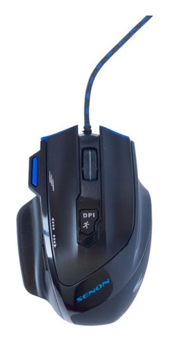 Mouse Gamer Usb Optico Senon Rgb 2400 Dpi Negro Y Azul