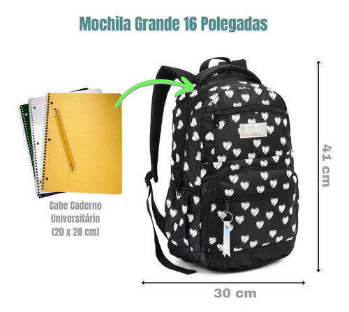 Mochila Bolsa Feminina Casual Fashion Com Chaveiro Cor Preto