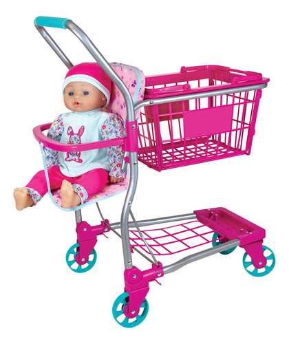 Carrito De Compras Con Muñeca De Bebé De 16