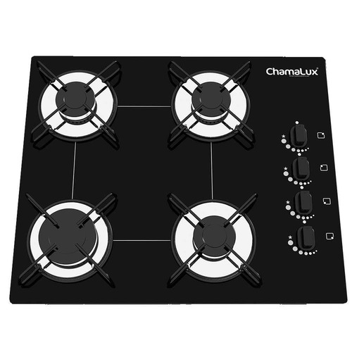Fogão cooktop gás Chamalux 4 bocas ultra chama preto 127V/220V