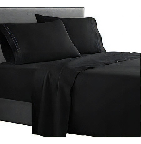 Sabana Clara Clark Premier 1800 Hilos 4pc Todas Las Medidas Color Negro Diseño De La Tela Liso