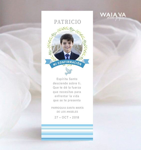 Imagen 2 de 5 de Tarjetas Confirmación Nenes Con Foto Señalador X 3u