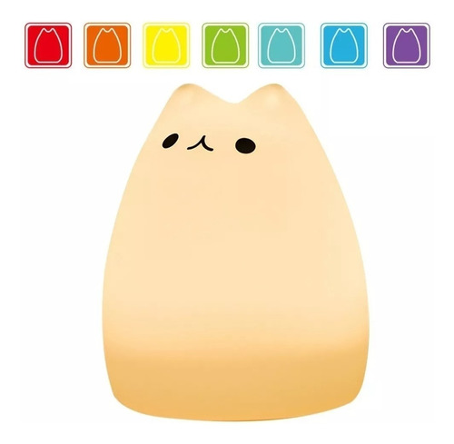 Lámpara Led Silicona Suave Gatito Espanta Cuco 