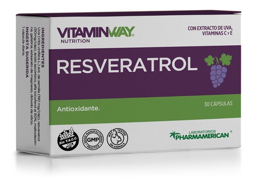 Resveratrol Extracto De Uva 30caps Vitaminway